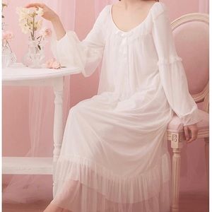 Victorian White Sheer Pajamas Medium